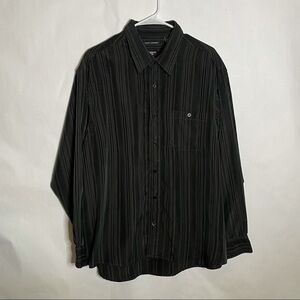 Hager button down  shirt black  striped size XL